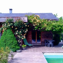terrasse ombragée coté piscine